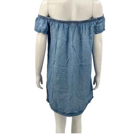 Bella‎ Dahl Anthropologie Dress Womens XS Chambray Off the Shoulder Mini Beachy - Picture 5 of 8